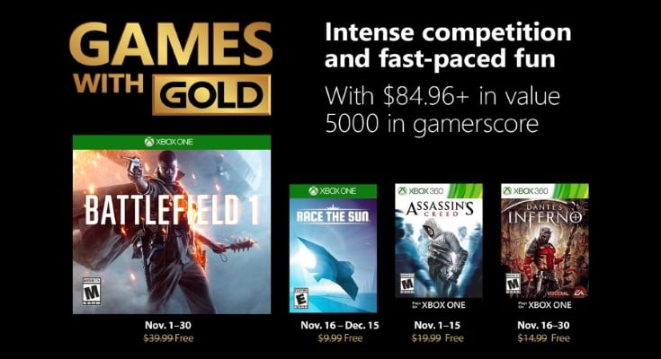 [Games with Gold] Novembro de 2018