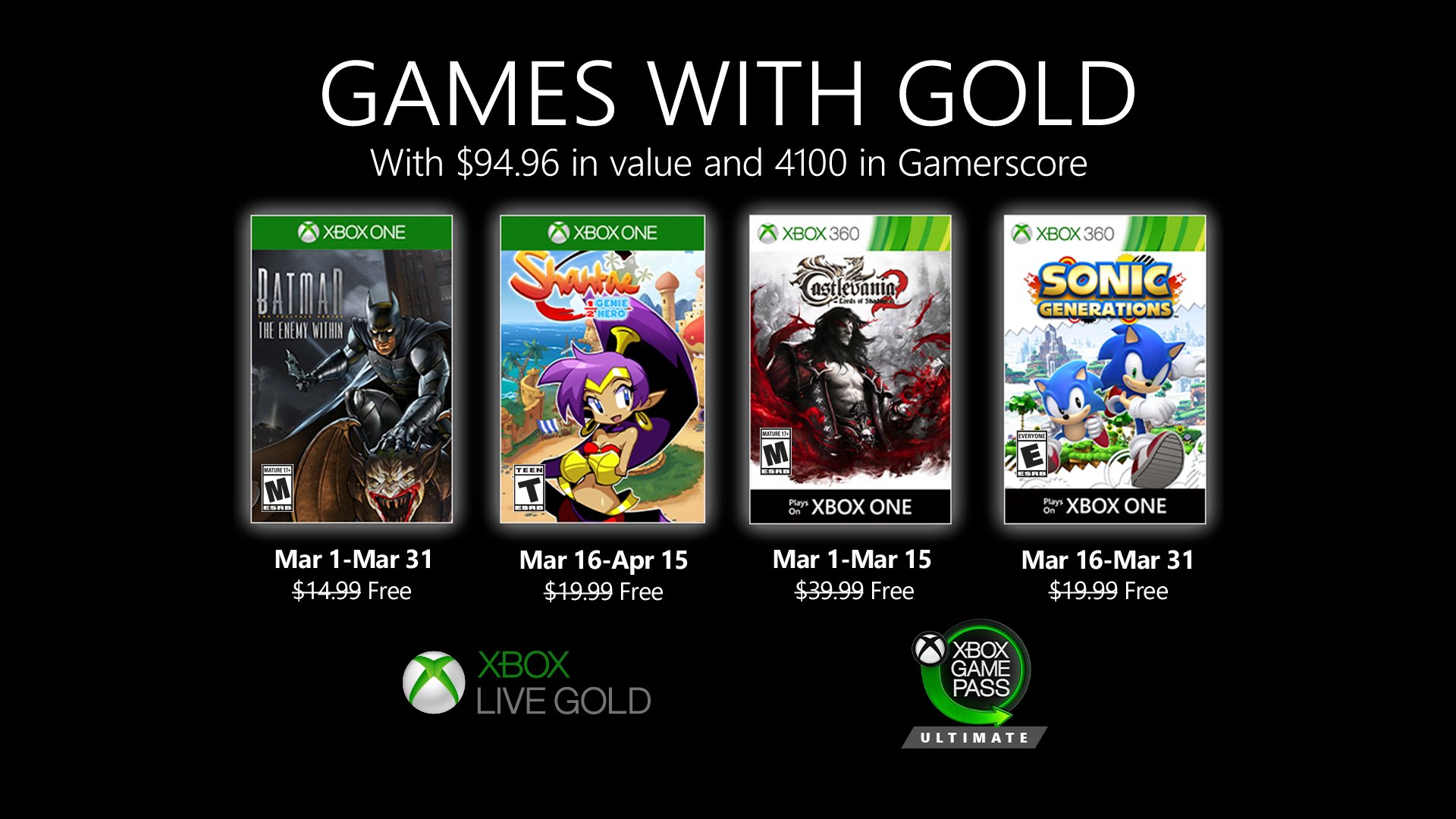 (GwG) Games with Gold: Jogos Grátis - Março de 2020 na Xbox Live!