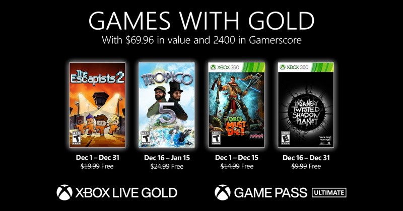(GwG) Games with Gold: Jogos Grátis - Dezembro de 2021 na Xbox Live!